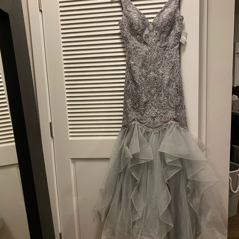 Elegant Silver Embellished Dress NWT - Picture 3 of 14